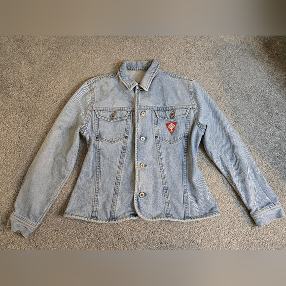 Brand Caroche Vintage Retro Denim Cinched Waist Jacket Countryside Chic - Picture 4 of 8
